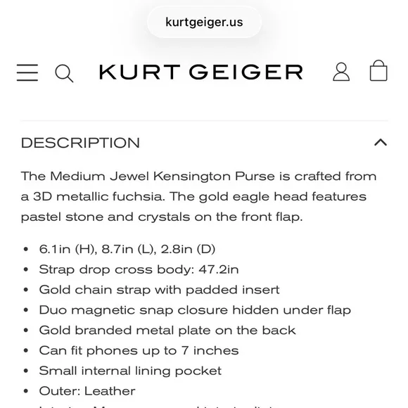 ***Make an offer!** NWT Kurt Geiger Medium Leather Kensington Bag Crossbody - Picture 9 of 9